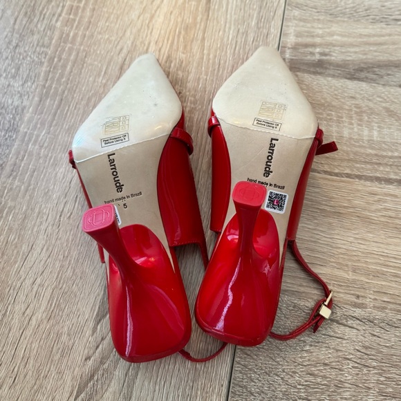 NEW Larroude Es Hi Red Patent Slingback Heels Pumps Size 5 - Picture 7 of 8